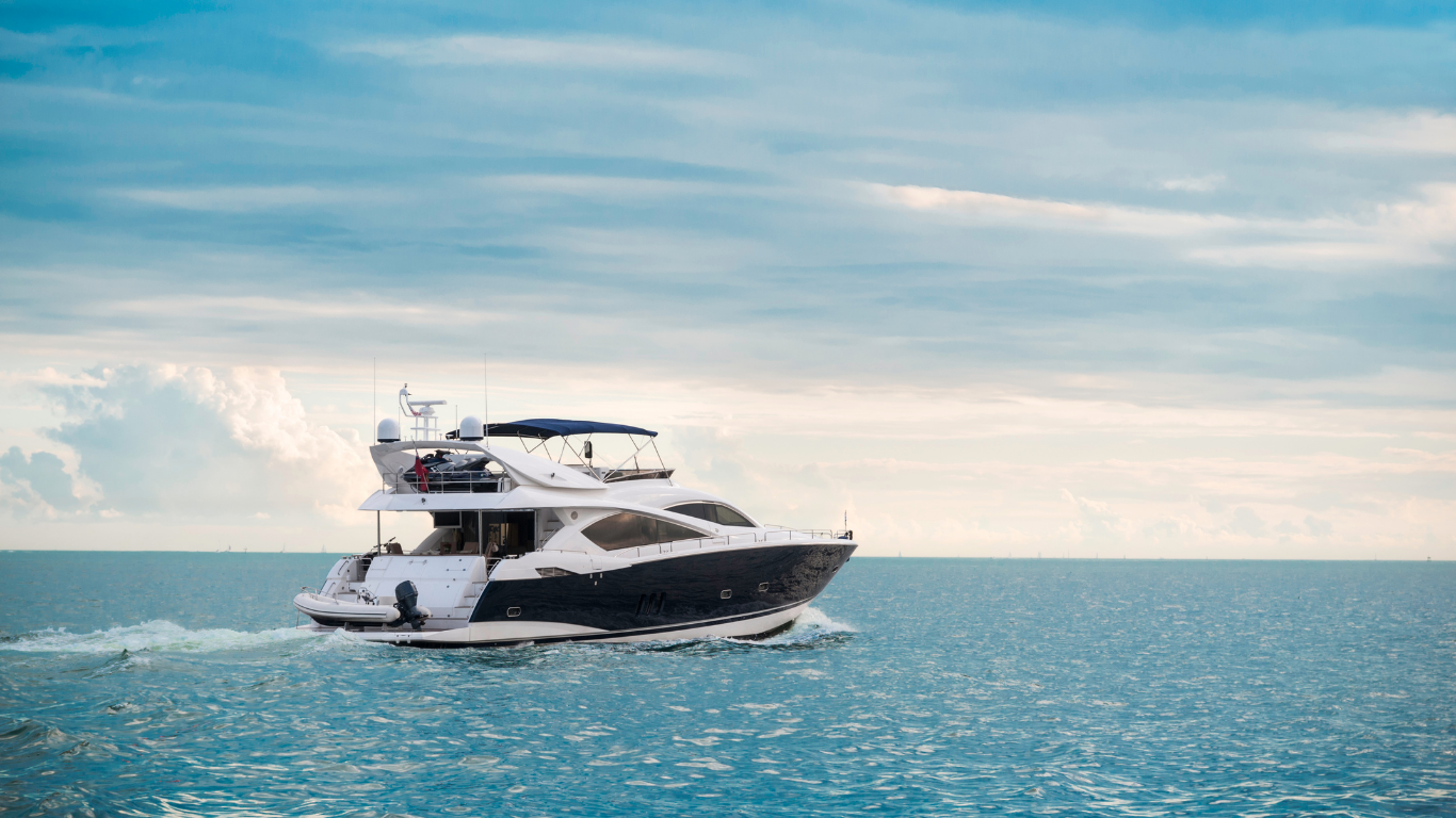 Luxury yacht cruising in pristine waters